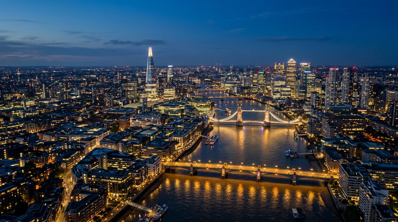 London skyline at blue hour